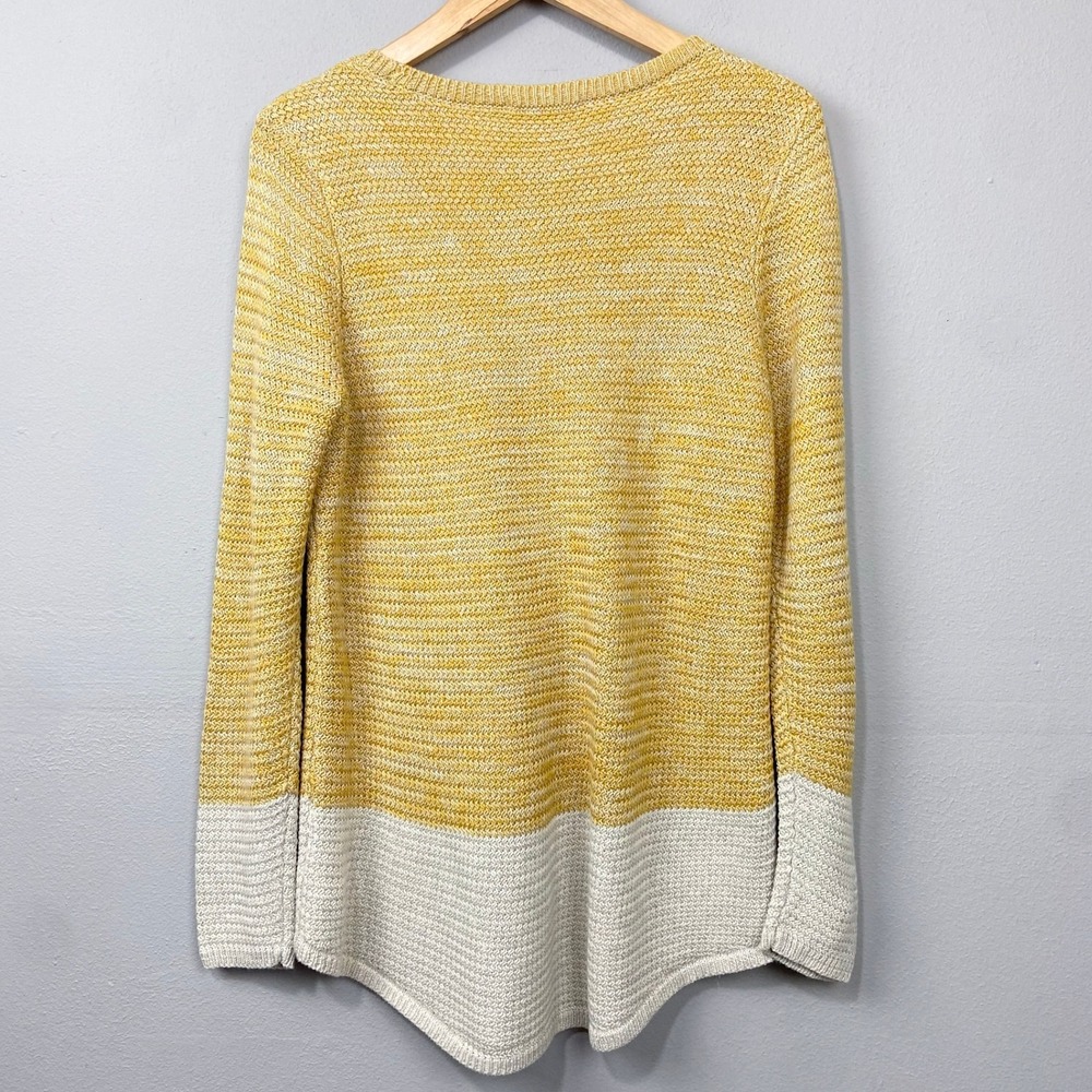 Coldwater Creek Yellow Knit Tunic Sweater Size M Cozy Fisherman Fall Layering - Picture 8 of 11